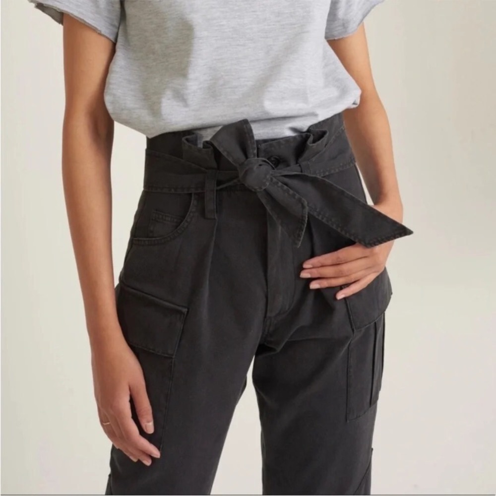 Marissa Webb sz 14 Blue on blue striped Paper bag  waist Cargo pants